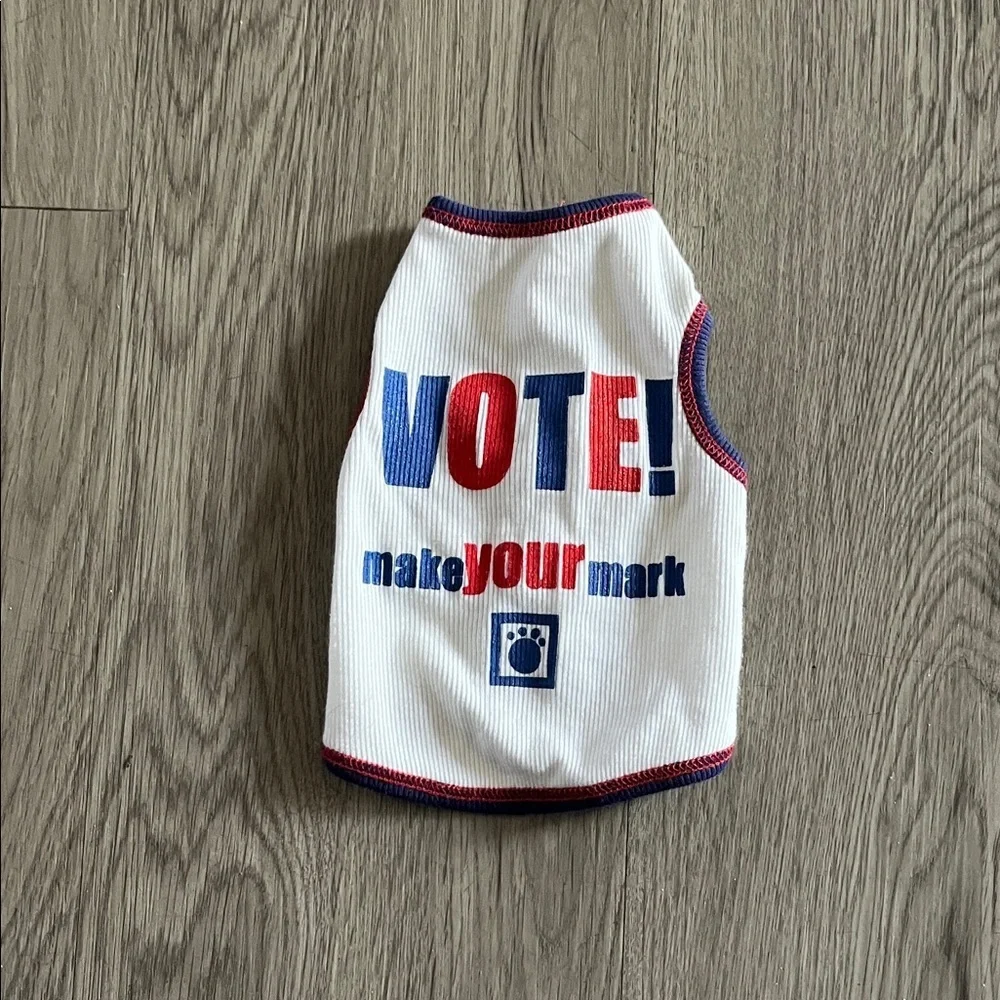 White Dog Shirt with Vote Print